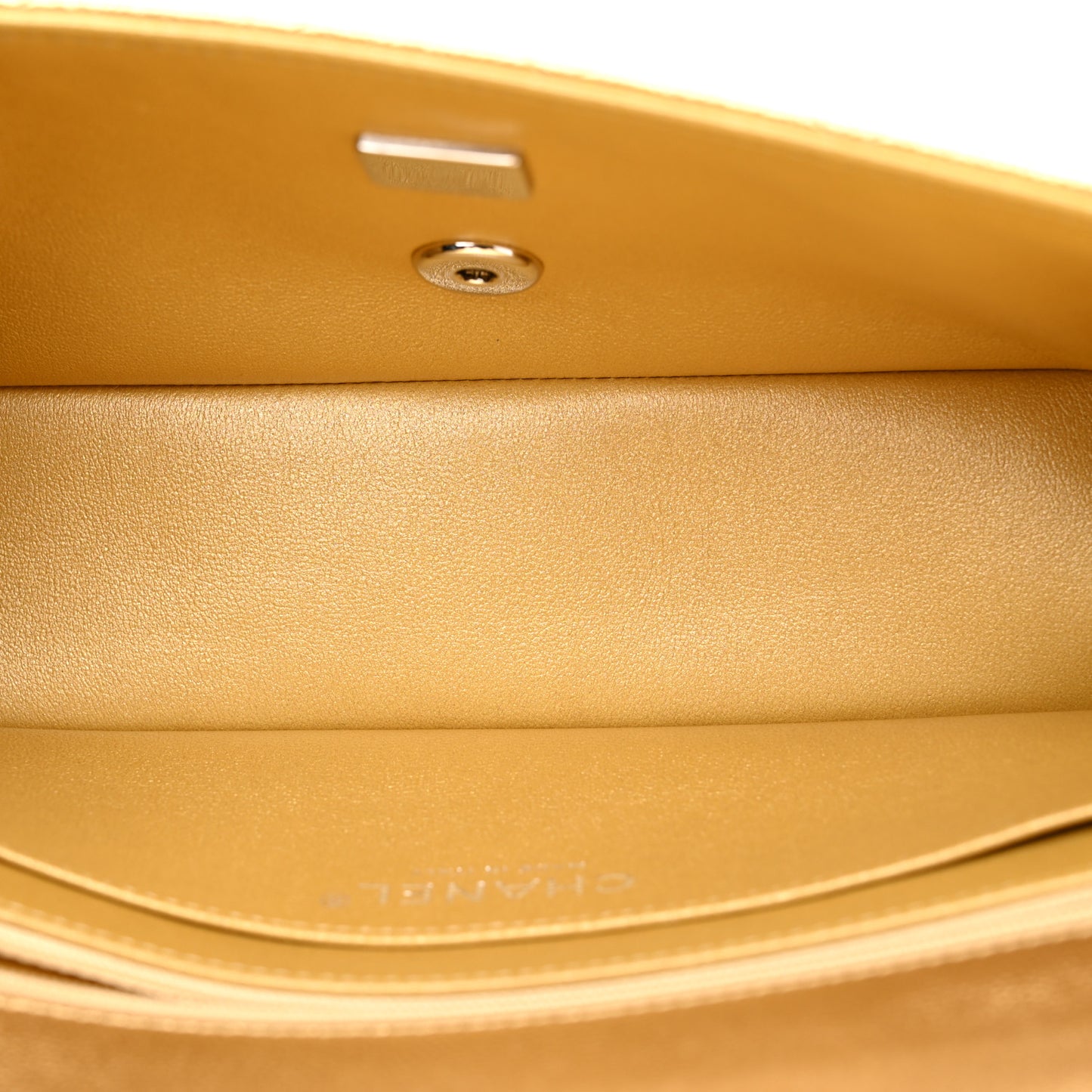 Metallic Caviar Quilted Top Handle East West Flap Gold