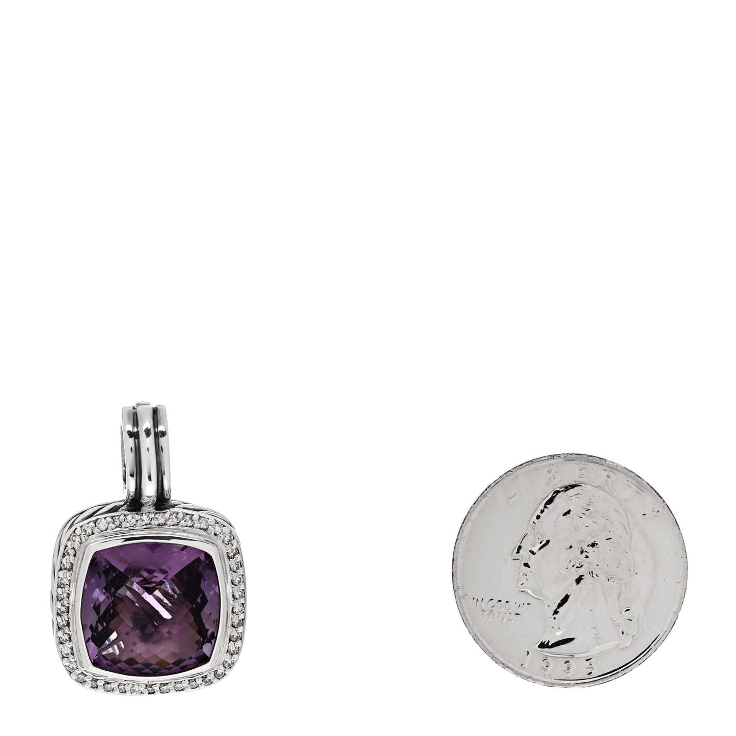 Sterling Silver Diamond Amethyst 14mm Albion Enhancer Pendant