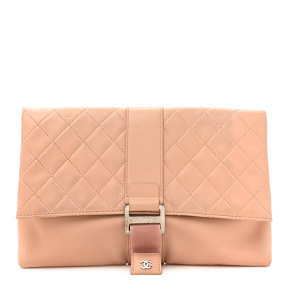 Chanel Lambskin Quilted Grip Clutch Nude 1 of 15