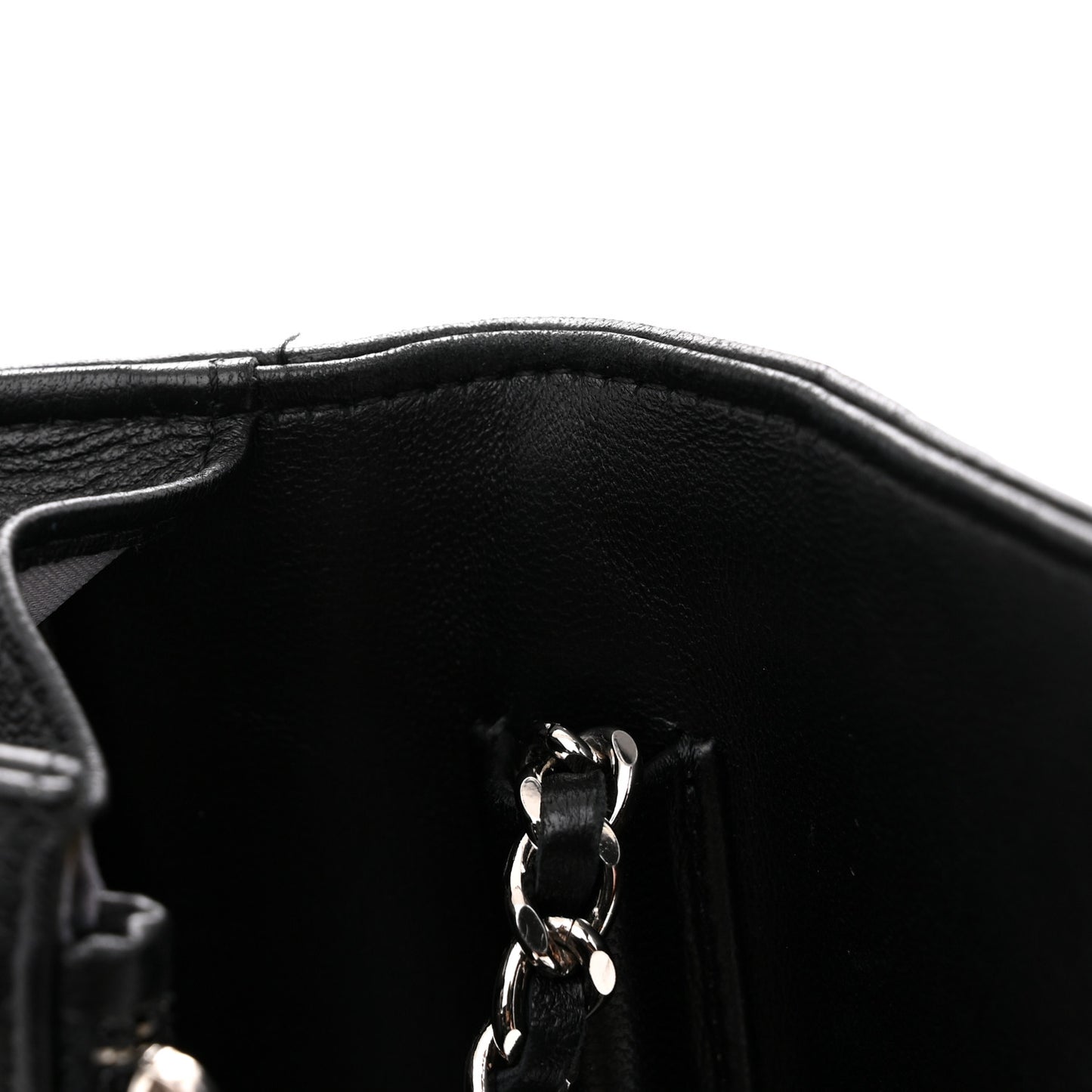 Lambskin Camellia Embossed Wallet On Chain WOC Black