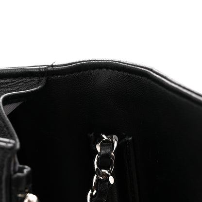 Chanel Lambskin Camellia Embossed Wallet On Chain WOC Black 12 of 15