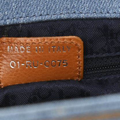 Christian Dior Denim Embroidered Satchel Blue 7 of 11