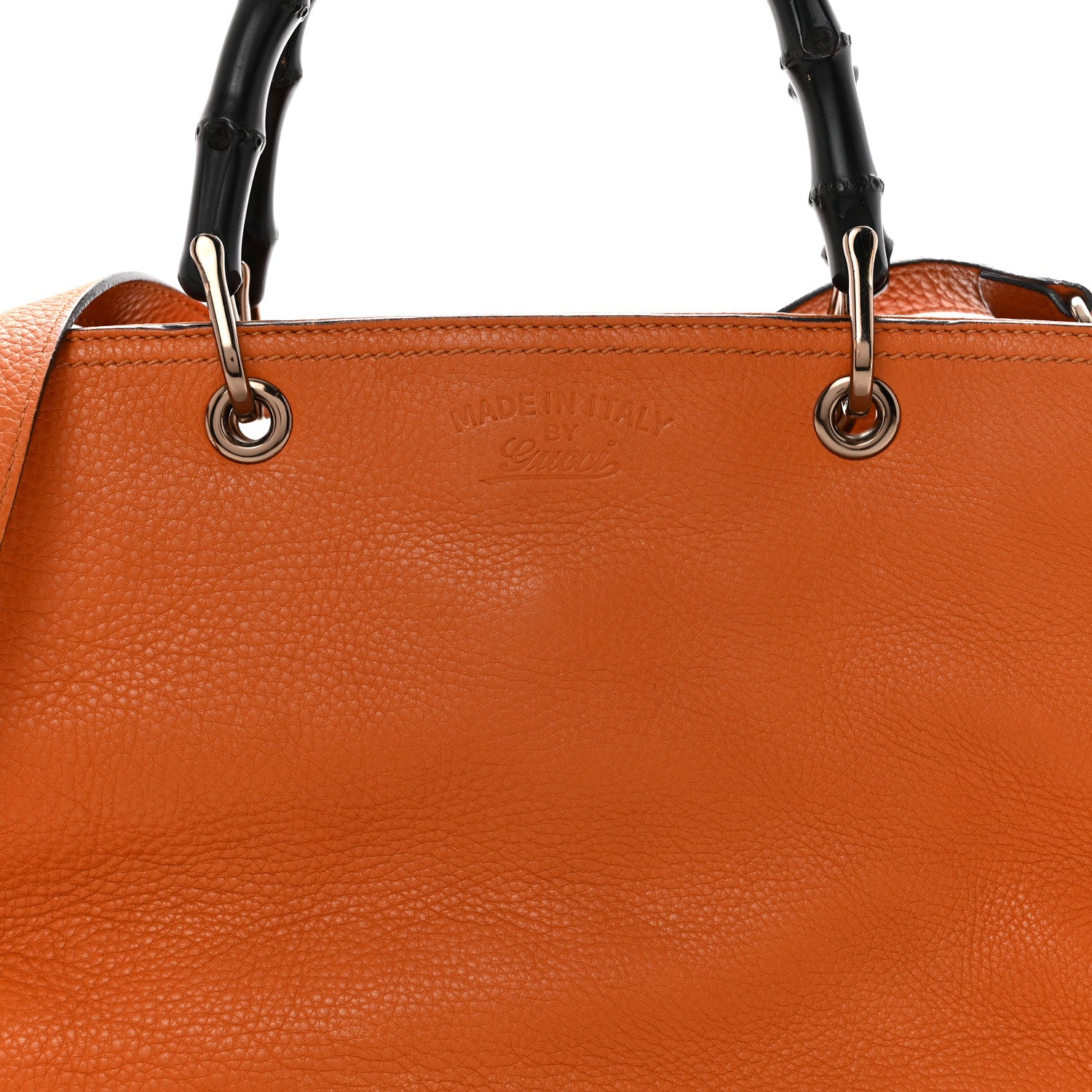 Gucci Cellarius Calfskin Medium Bamboo Shopper Tote  Orange 13 of 18