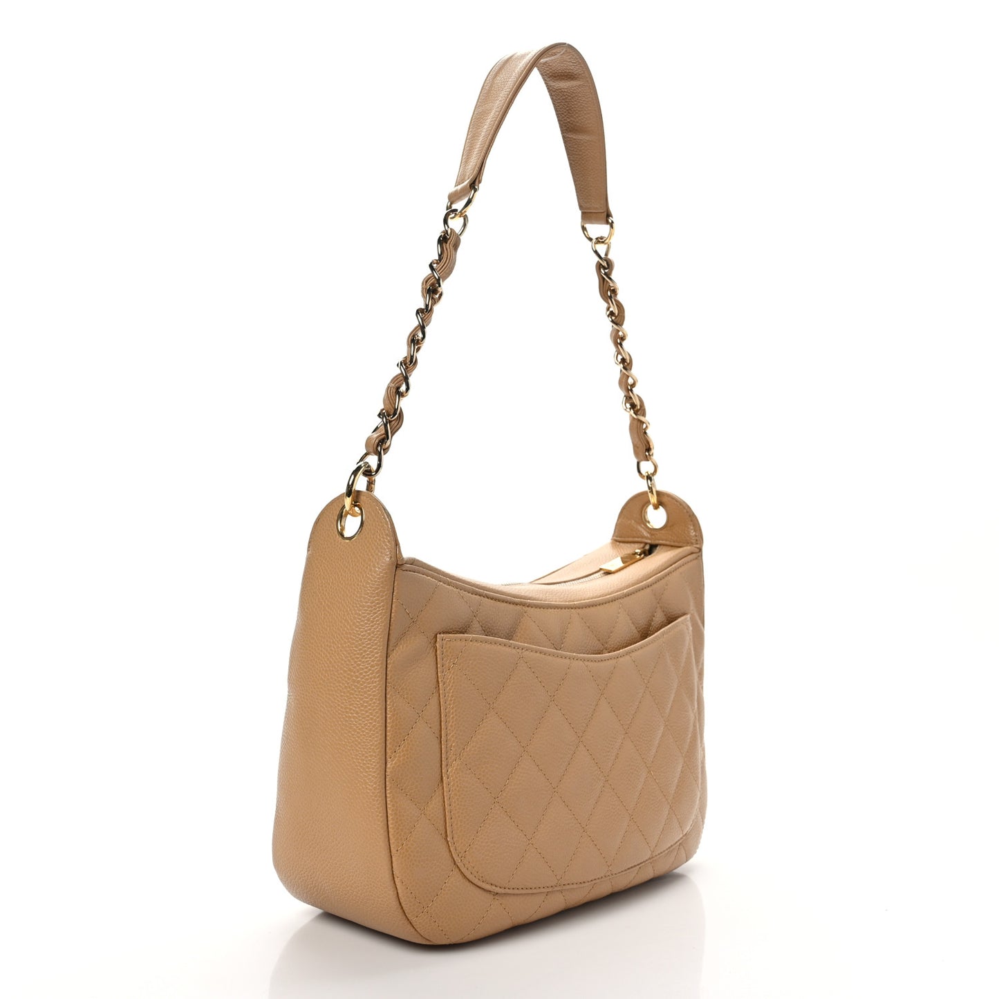 Caviar Quilted Timeless CC Shoulder Bag Beige