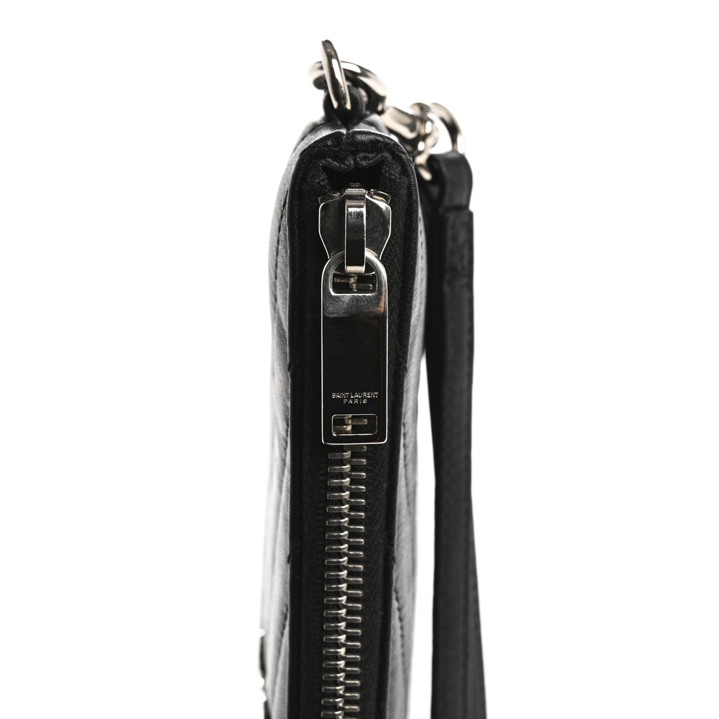 Calfskin Matelasse Chevron Monogram A5 Wristlet Black