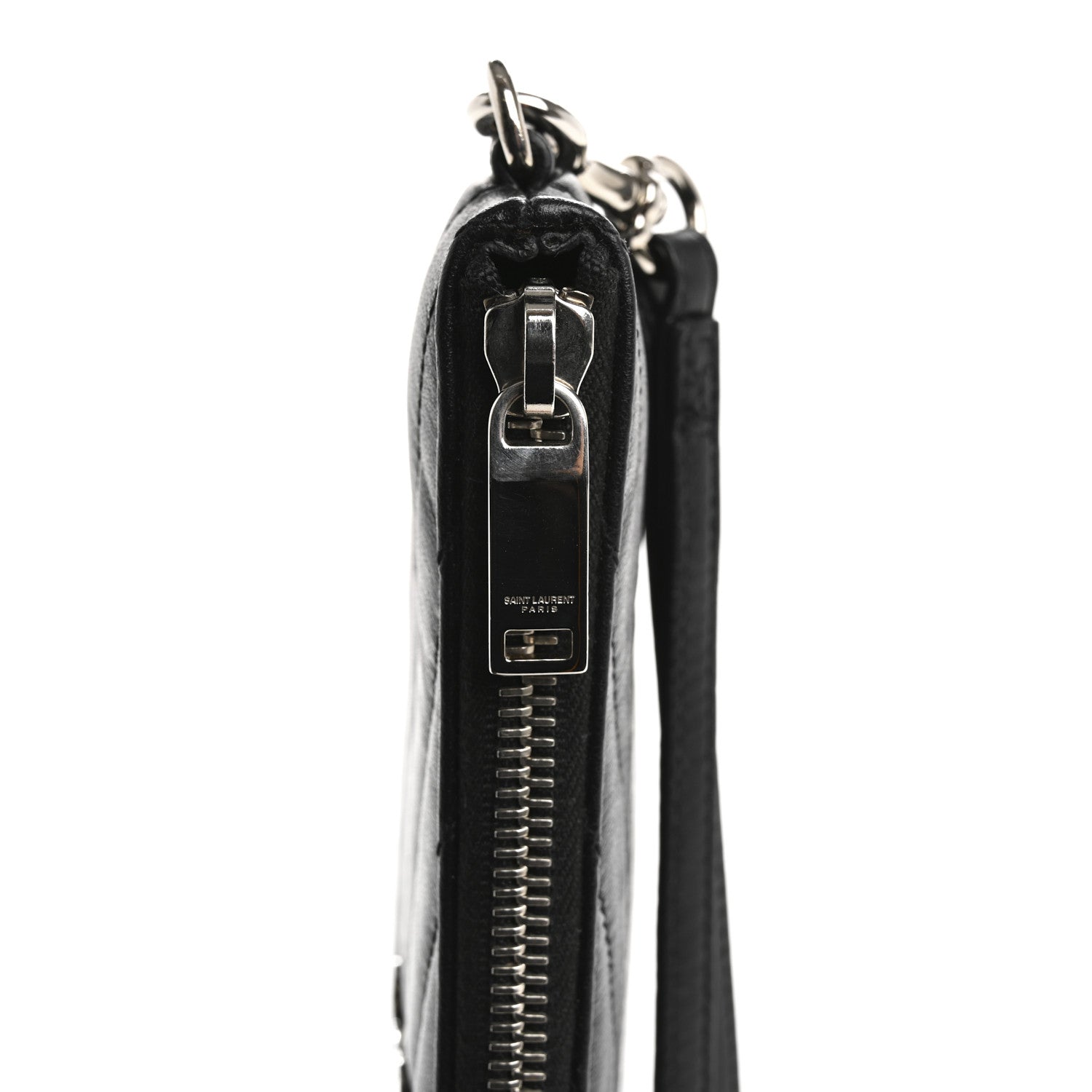 Saint Laurent Calfskin Matelasse Chevron Monogram A5 Wristlet Black 9 of 12