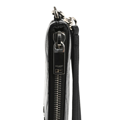 Saint Laurent Calfskin Matelasse Chevron Monogram A5 Wristlet Black 9 of 12