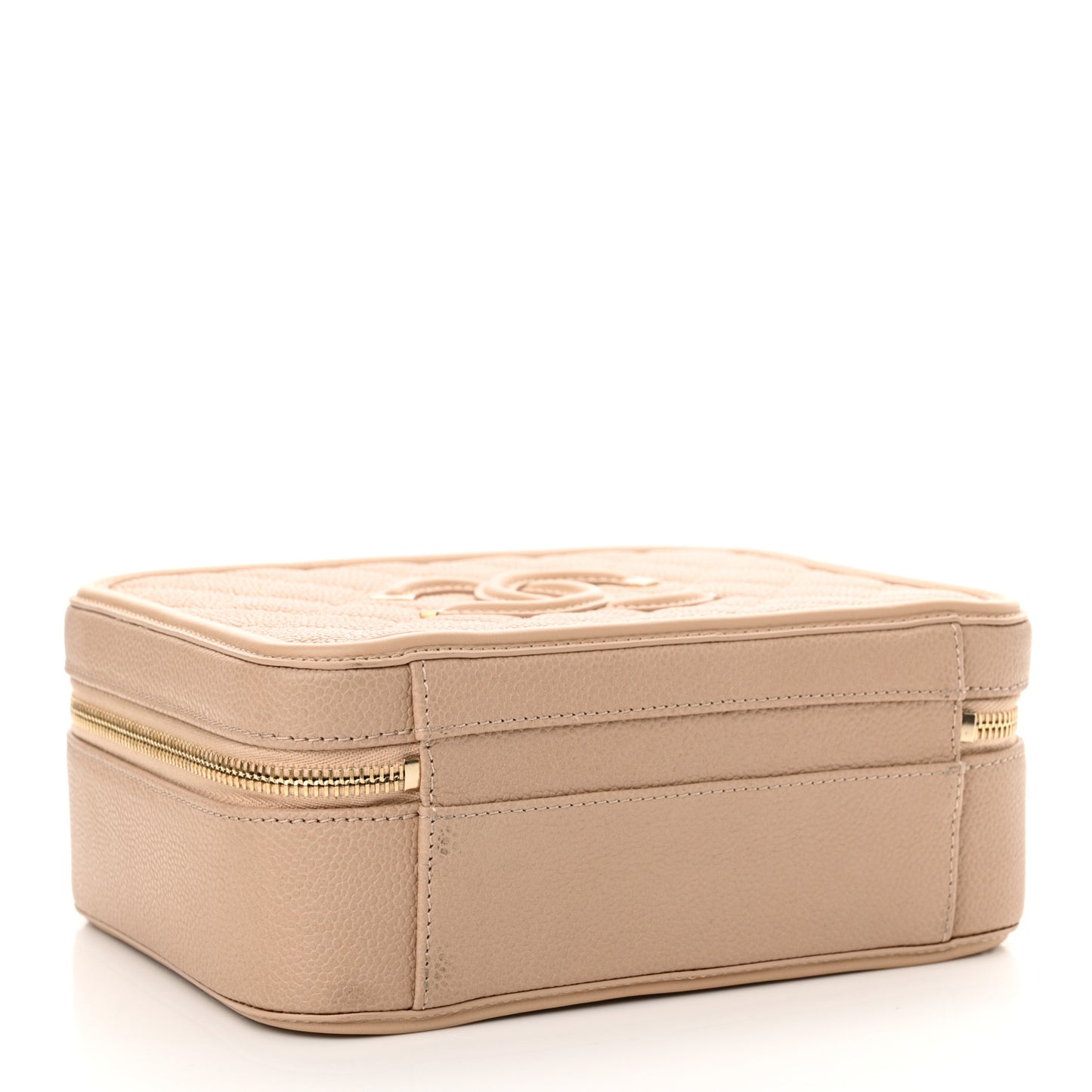 Caviar Quilted Medium CC Filigree Vanity Case Beige