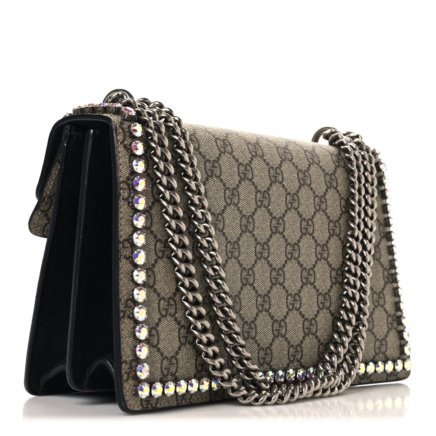 GG Supreme Monogram Crystal Small Dionysus Shoulder Bag Black