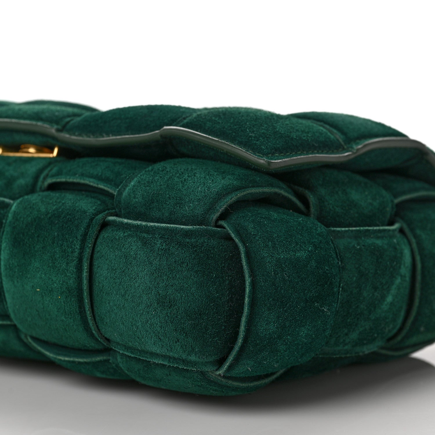 Bottega Veneta Suede Maxi Intrecciato Padded Chain Cassette Crossbody Bag Emerald Green 8 of 8