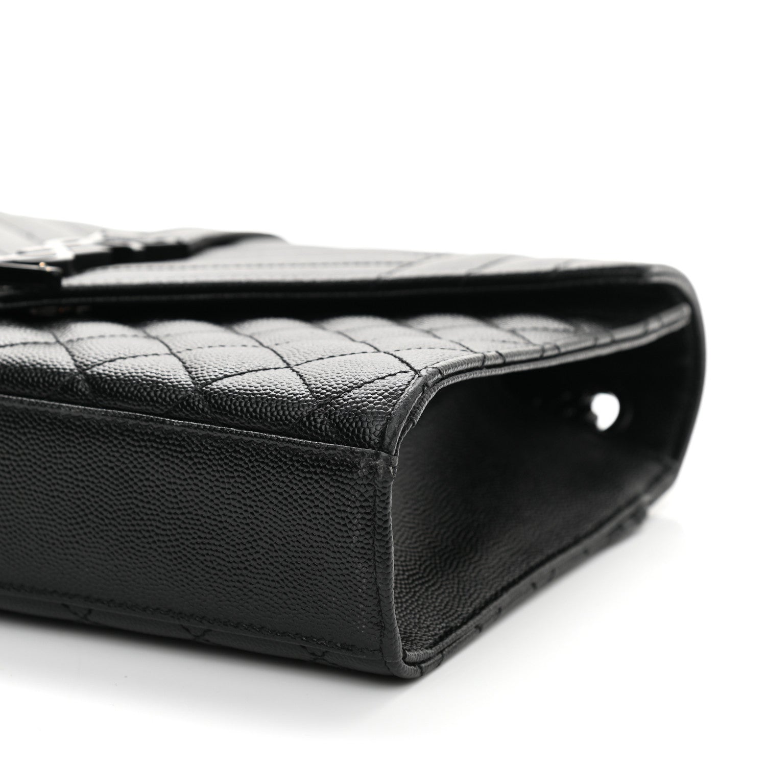 Saint Laurent Grain De Poudre Textured Mixed Matelasse Triquilt Medium Monogram Satchel Black 9 of 11