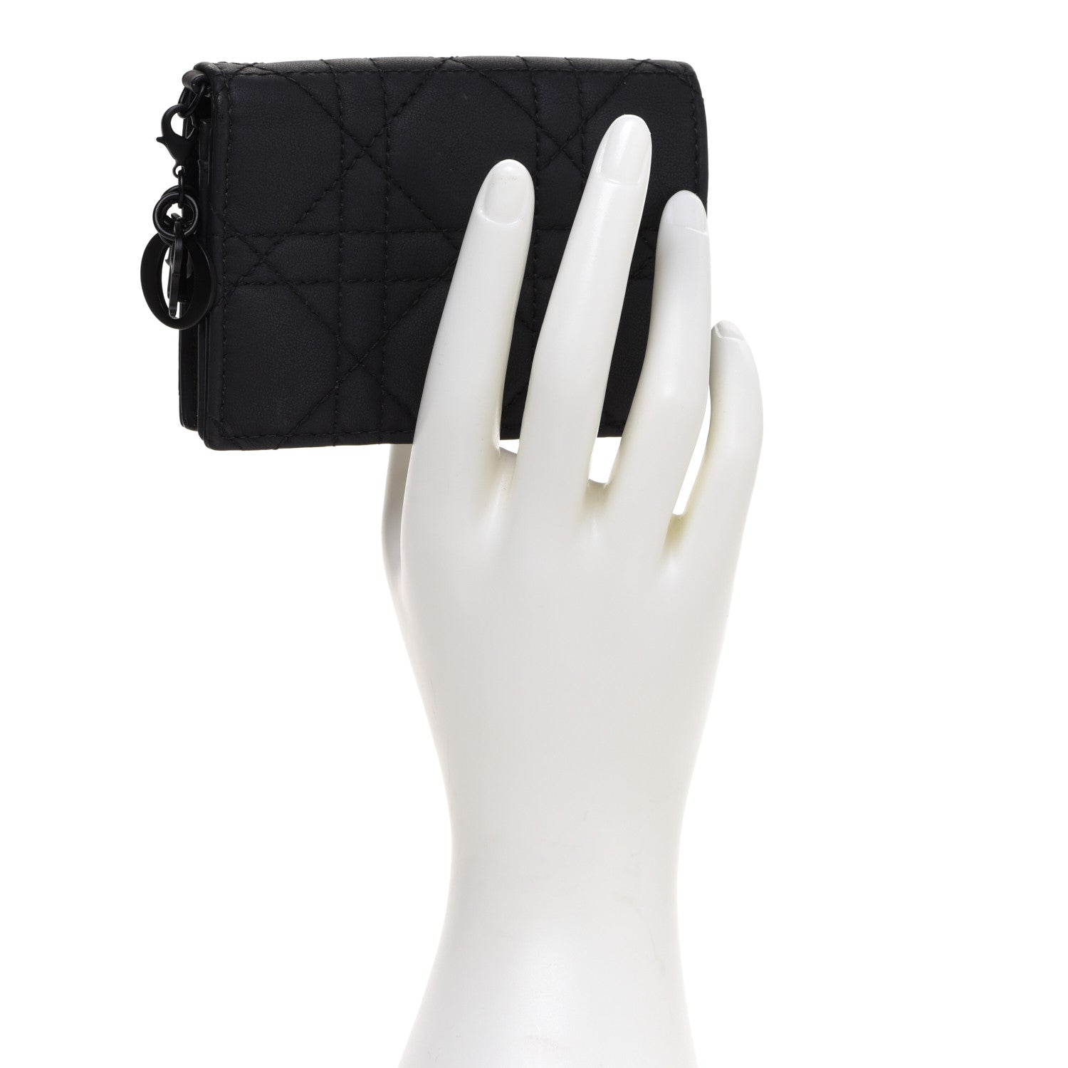 Christian Dior Ultra Matte Calfskin Small Lady Dior Flap Card Holder Black 2 of 8
