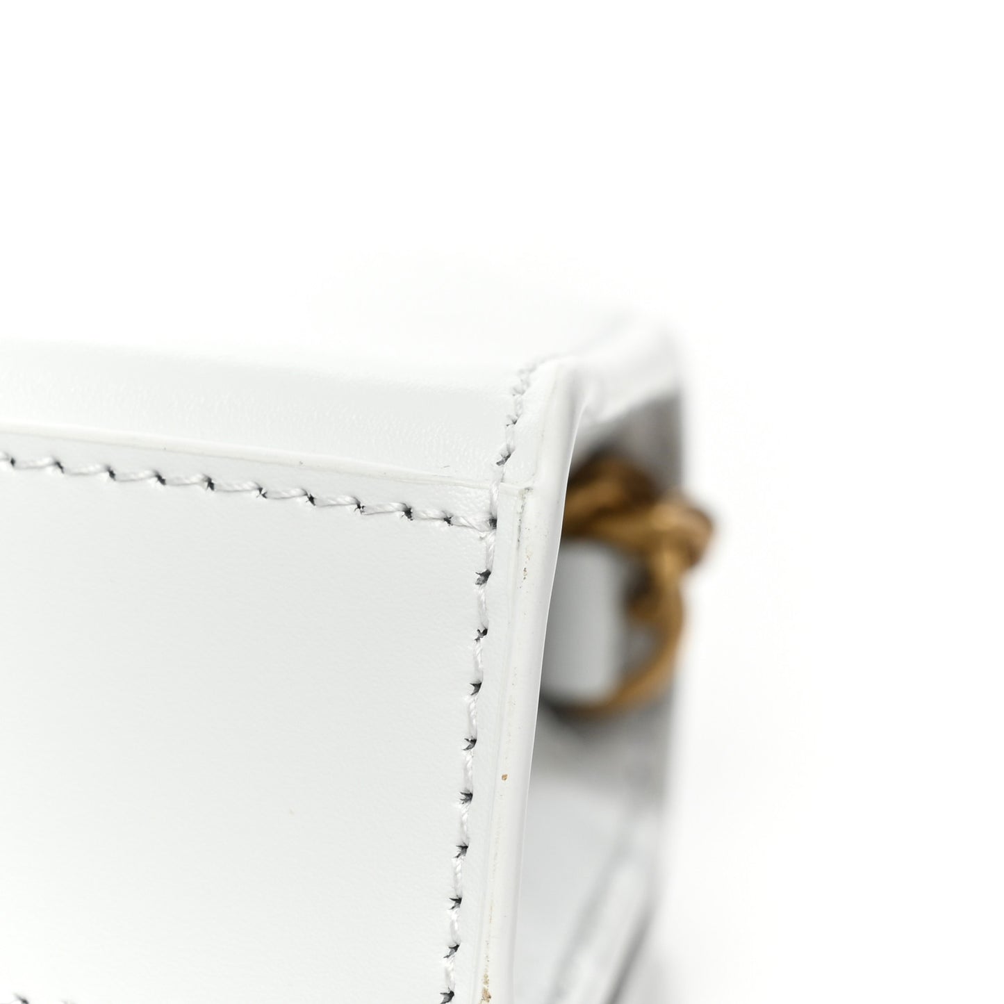 Shiny Box Calfskin Hourglass Chain Bag White