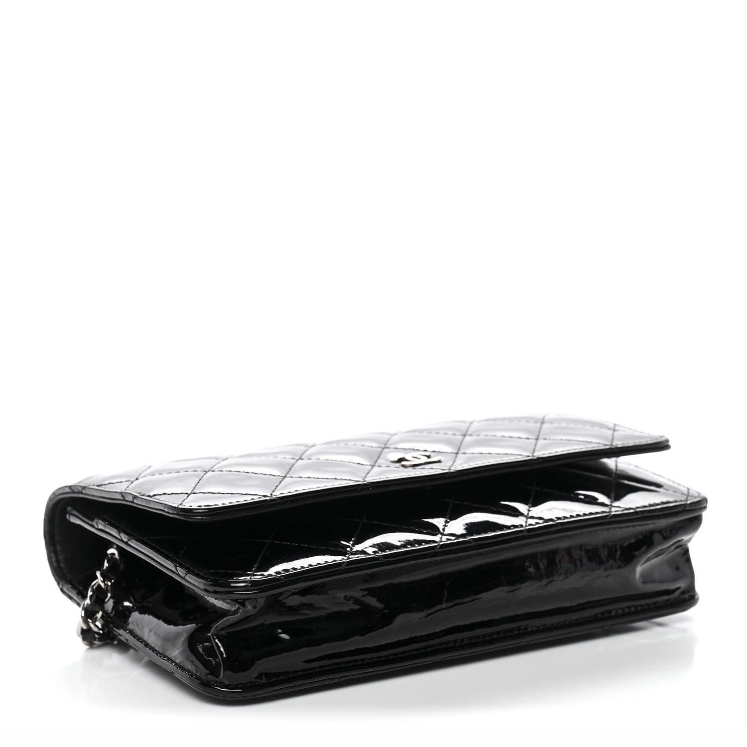 Chanel Patent Quilted Wallet On Chain WOC Black 4 of 13