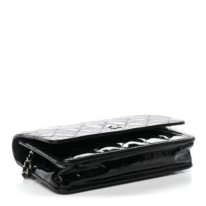 Chanel Patent Quilted Wallet On Chain WOC Black 4 of 13