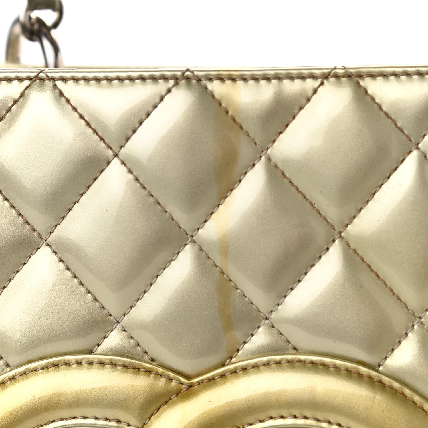 Chanel Patent Quilted Grand Shopping Tote GST Silver Gold 19 of 24