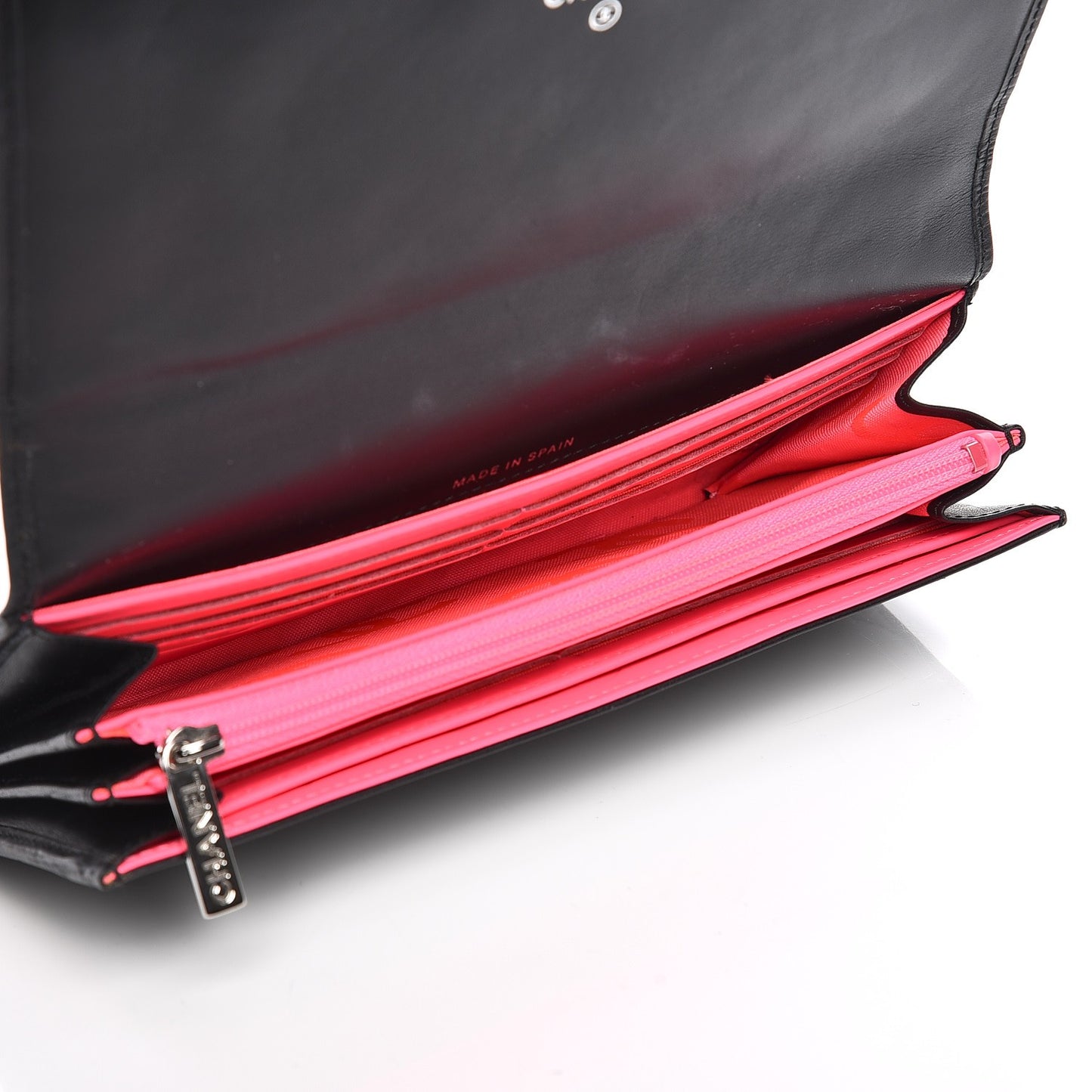Calfskin Quilted Cambon Flap Wallet Black