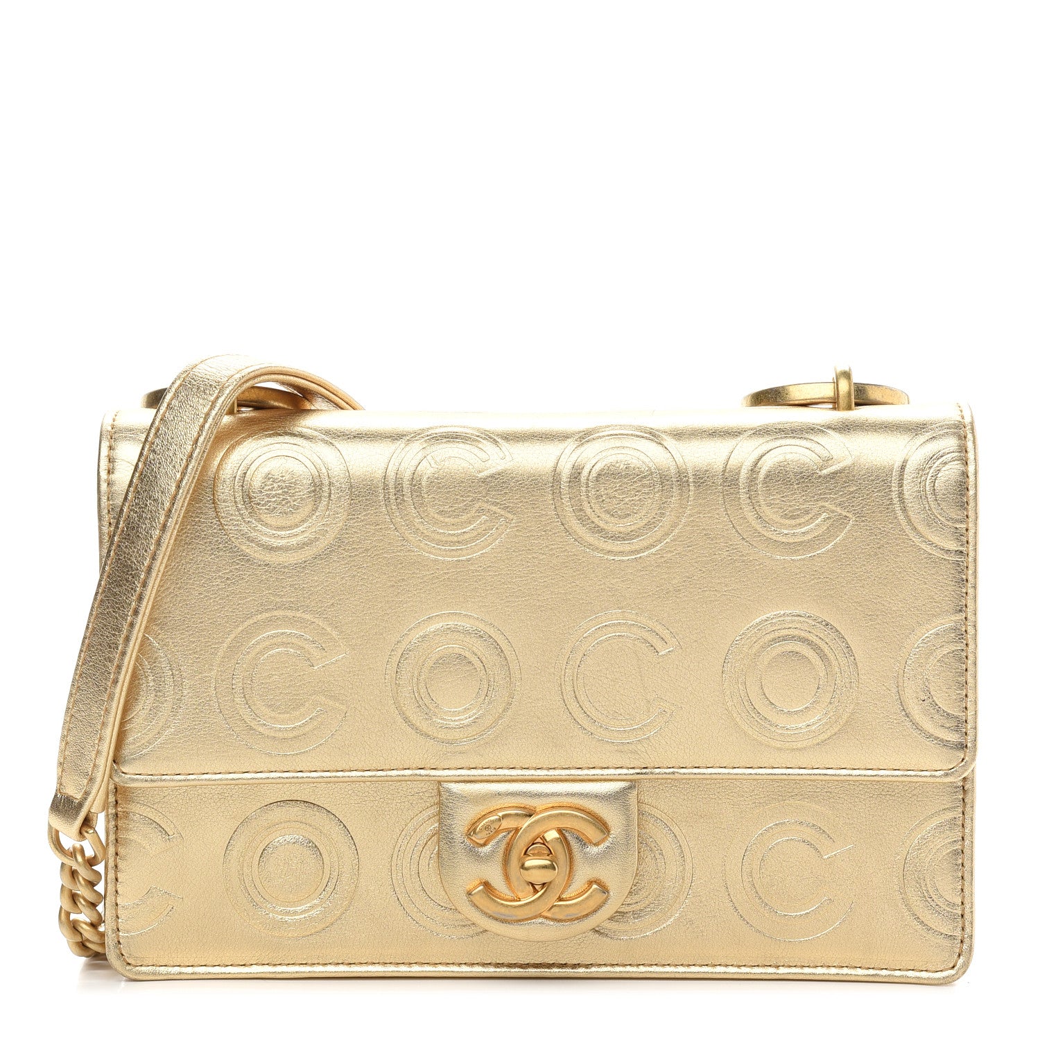 Chanel Metallic Calfskin Cocallover Flap Gold 1 of 9
