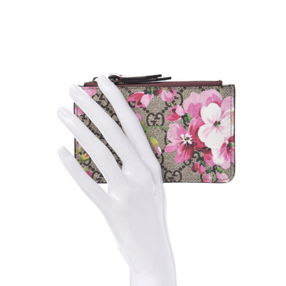 Gucci GG Supreme Monogram Blooms Key Ring Coin Case Beige Multicolor Dry Rose 2 of 7