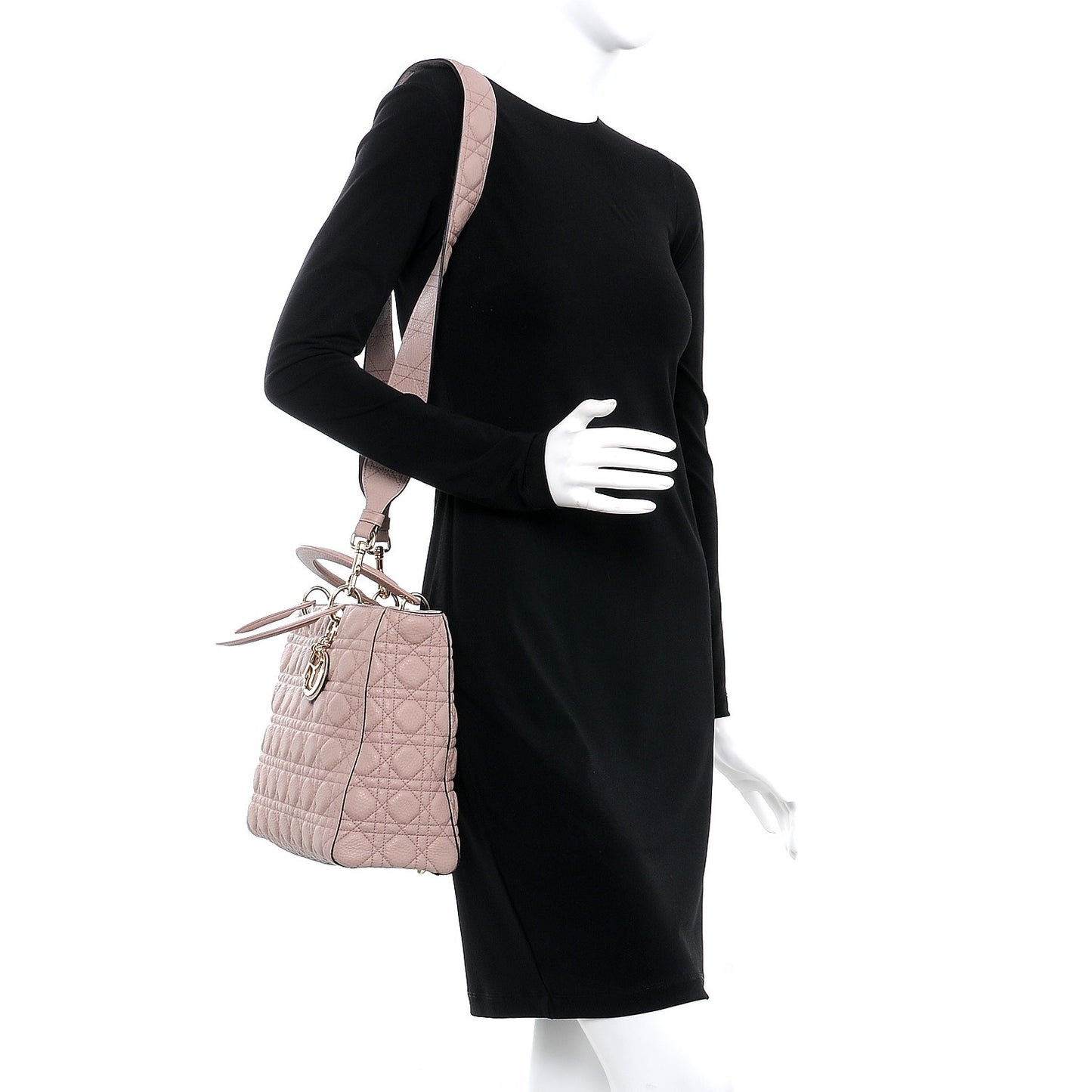 Grained Calfskin Cannage Large Lady Dior Light Pink