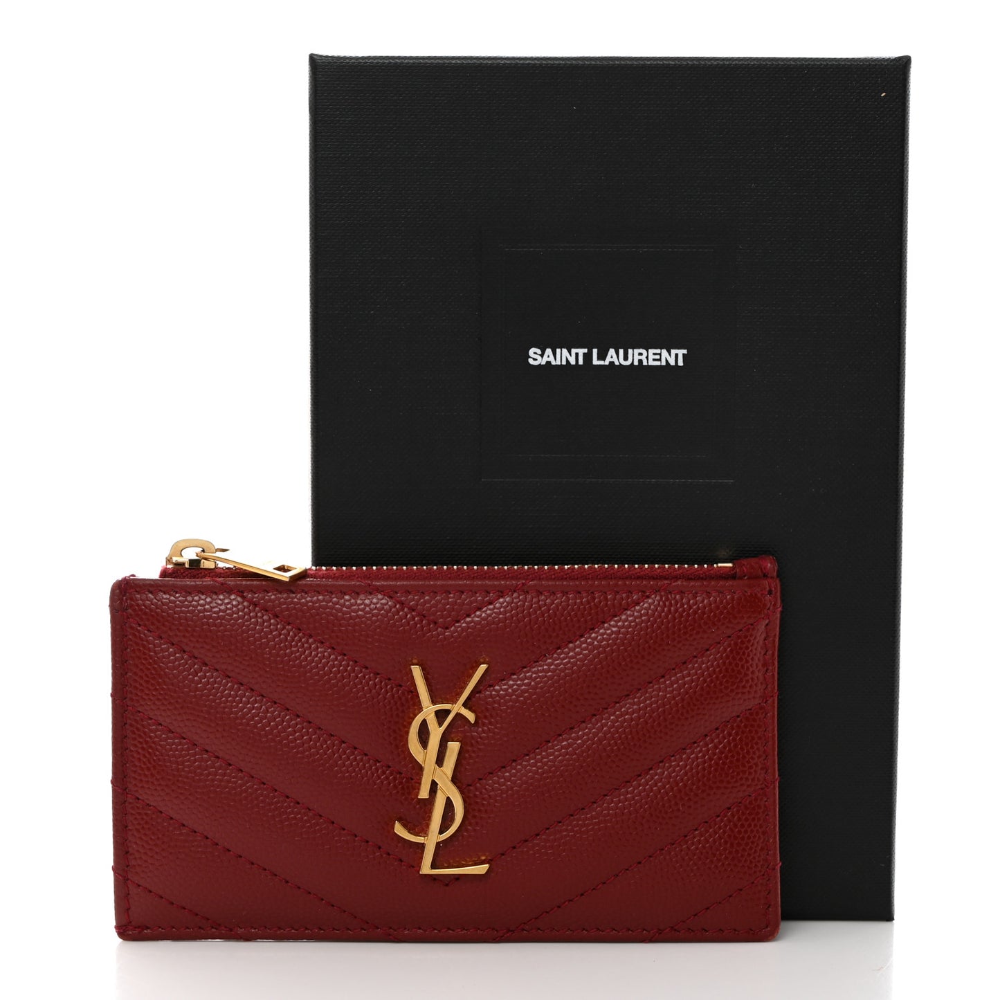 Grain De Poudre Matelasse Chevron Monogram Fragments Zippered Card Case Opyum Red