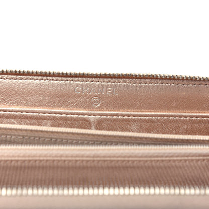 Chanel Metallic Calfskin Pixel Effect Quilted Large Zip Around Wallet Gold 6 of 8