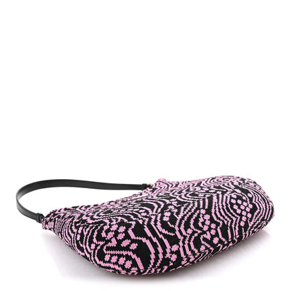 Prada Maglia Jacquard Cleo Shoulder Bag Black Rosa 4 of 10