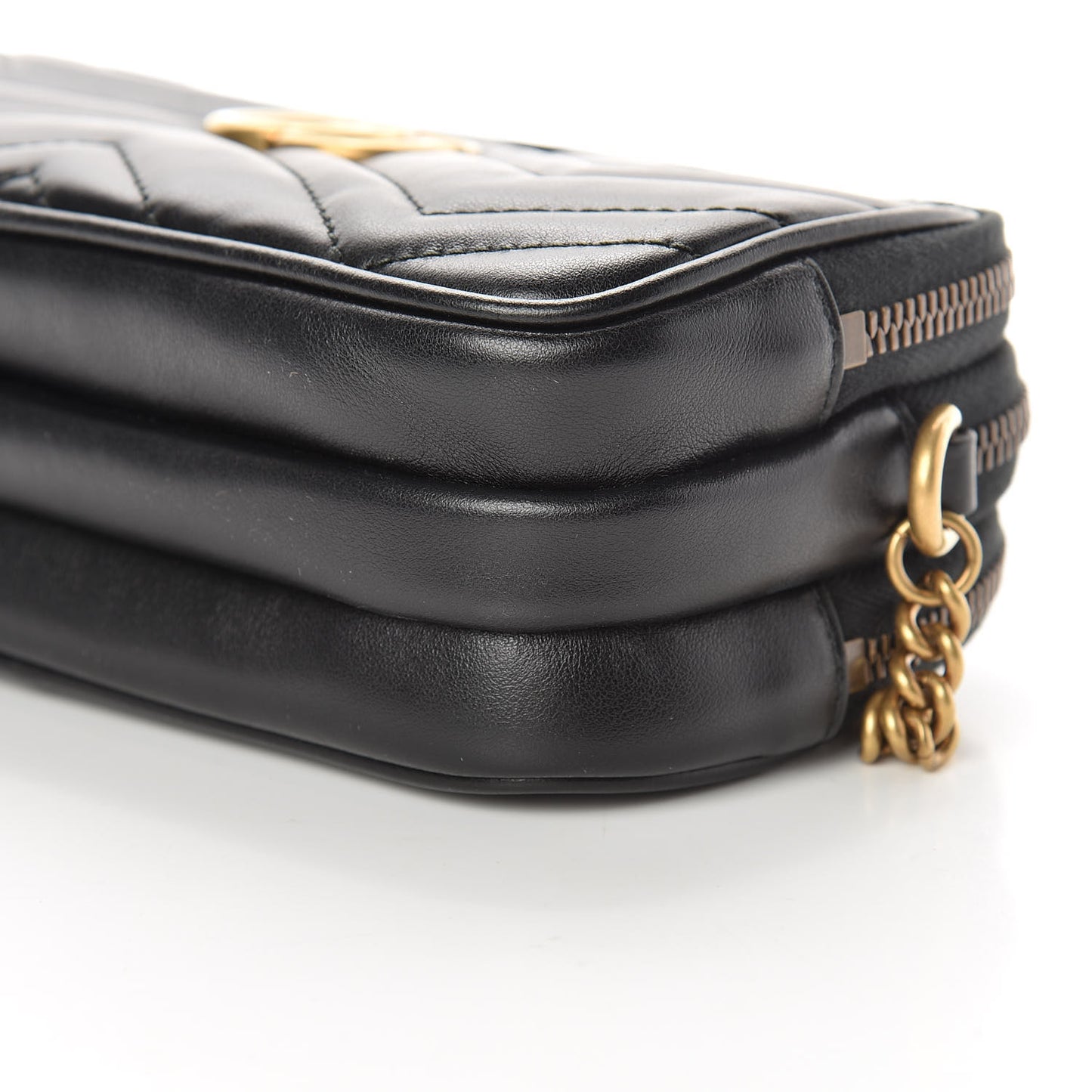 Calfskin Matelasse Mini GG Marmont Chain Crossbody Bag Black