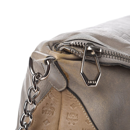 MCM Calfskin Monogram Shoulder Bag Taupe 15 of 23