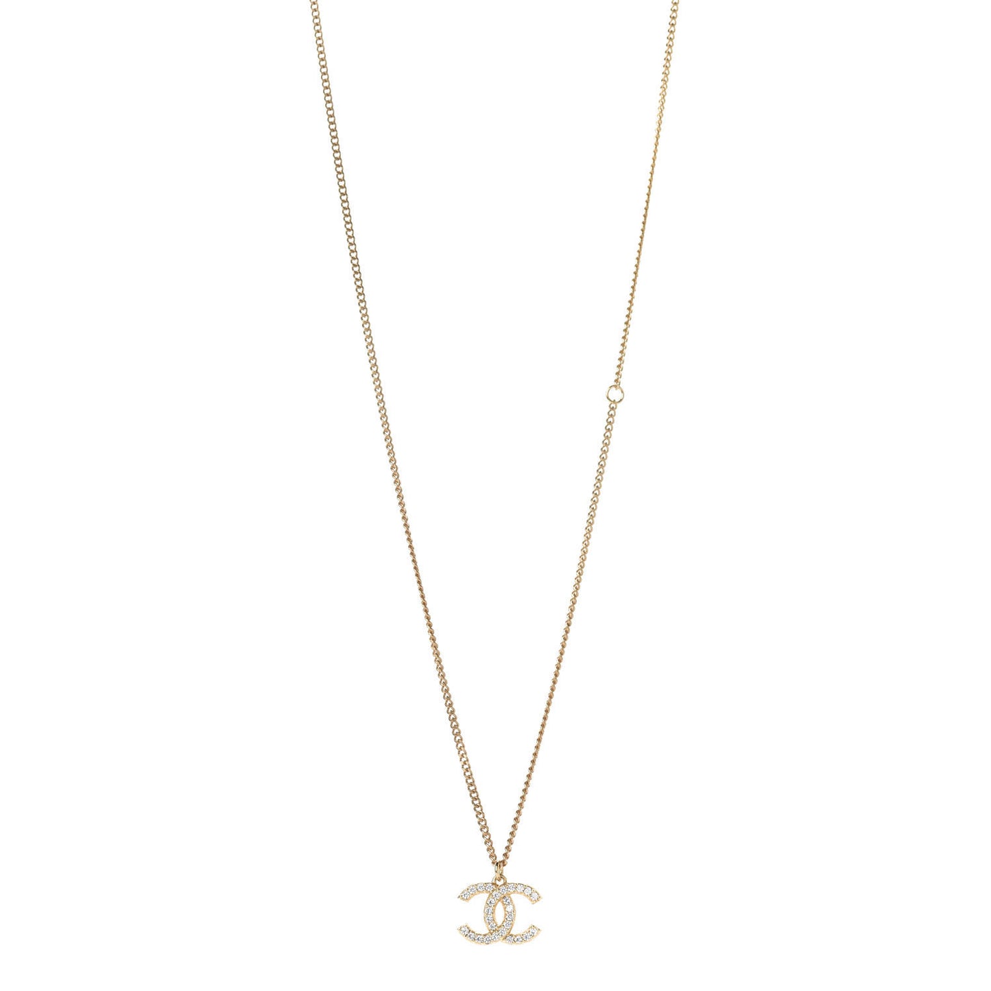 Crystal CC Pendant Necklace Gold