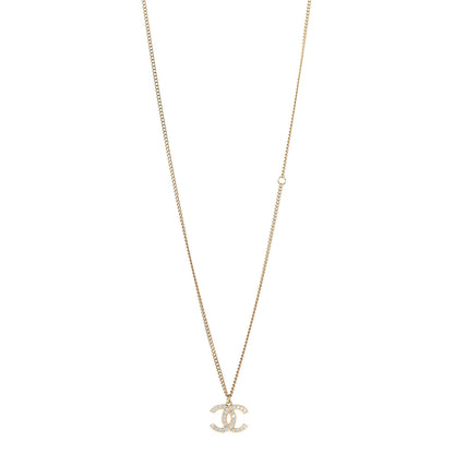 Chanel Crystal CC Pendant Necklace Gold 1 of 6