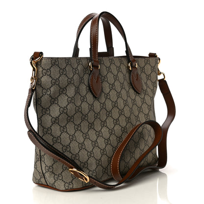 Gucci Soft GG Supreme Monogram Small Crossbody Tote Beige Cuir 3 of 11