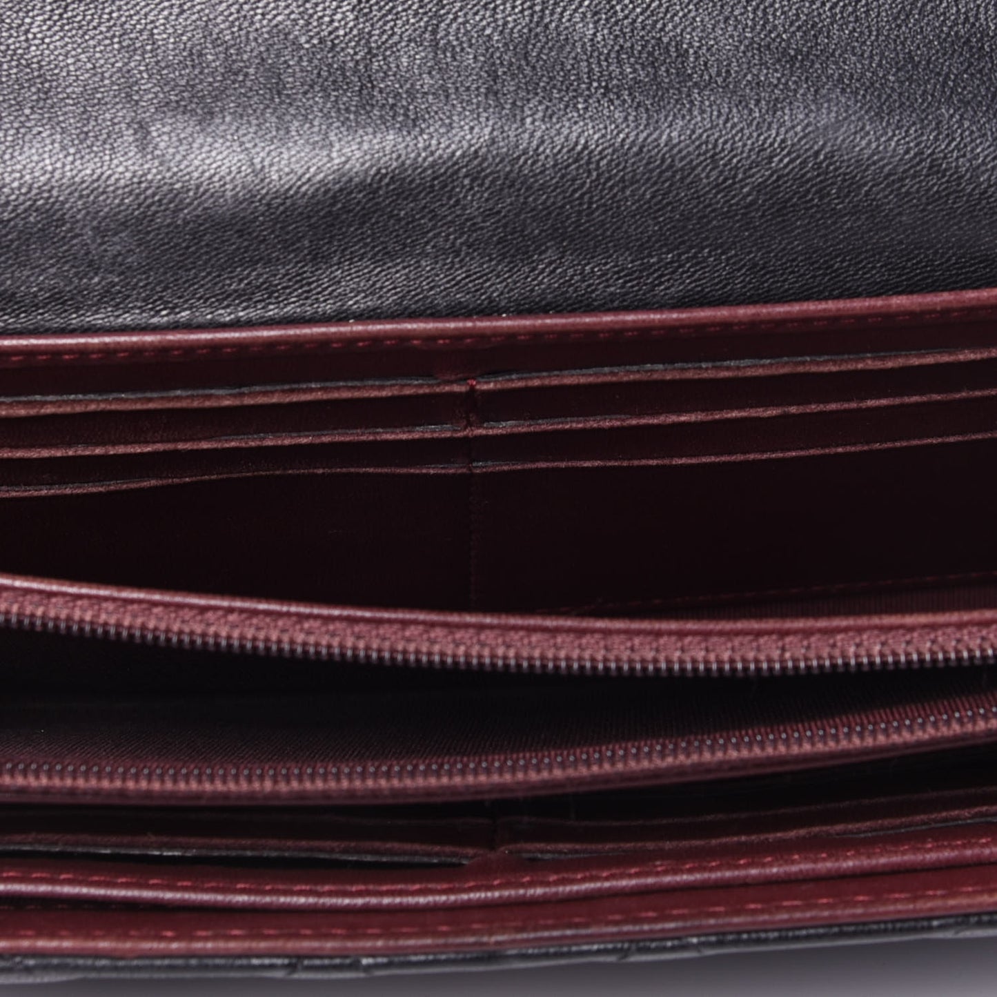Lambskin Quilted Large Gusset Flap Wallet Black