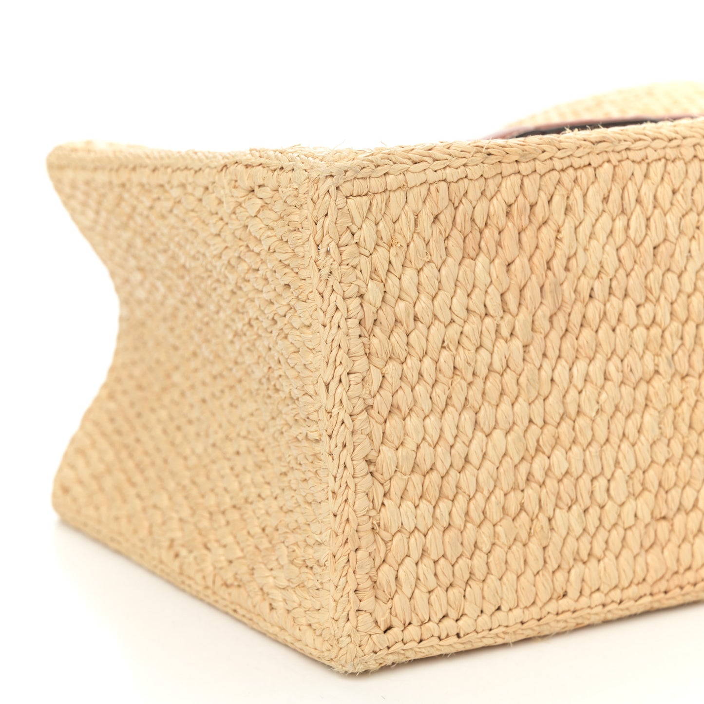 Raffia Calfskin Triomphe Small Cabas Thais Tan