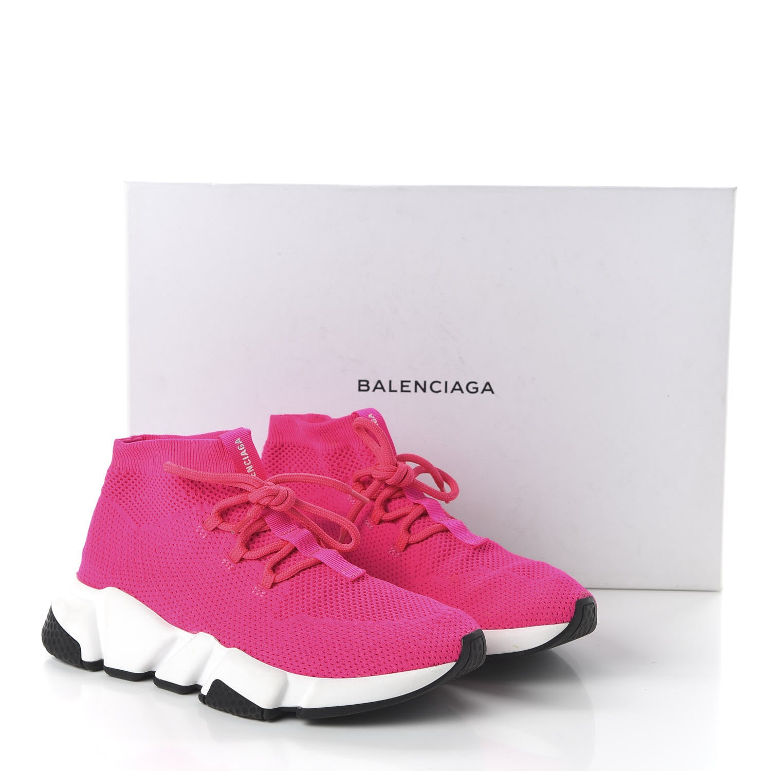 Balenciaga Knit Womens Speed Lace Up Sneakers 36 Rose Fluo 8 of 8
