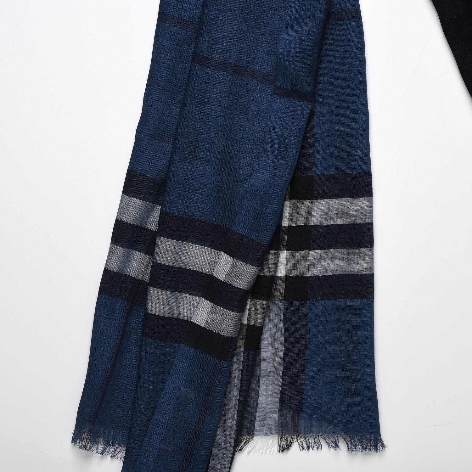 Burberry Wool Silk Gauze Ombre Giant Check Scarf Cadet Blue 3 of 5