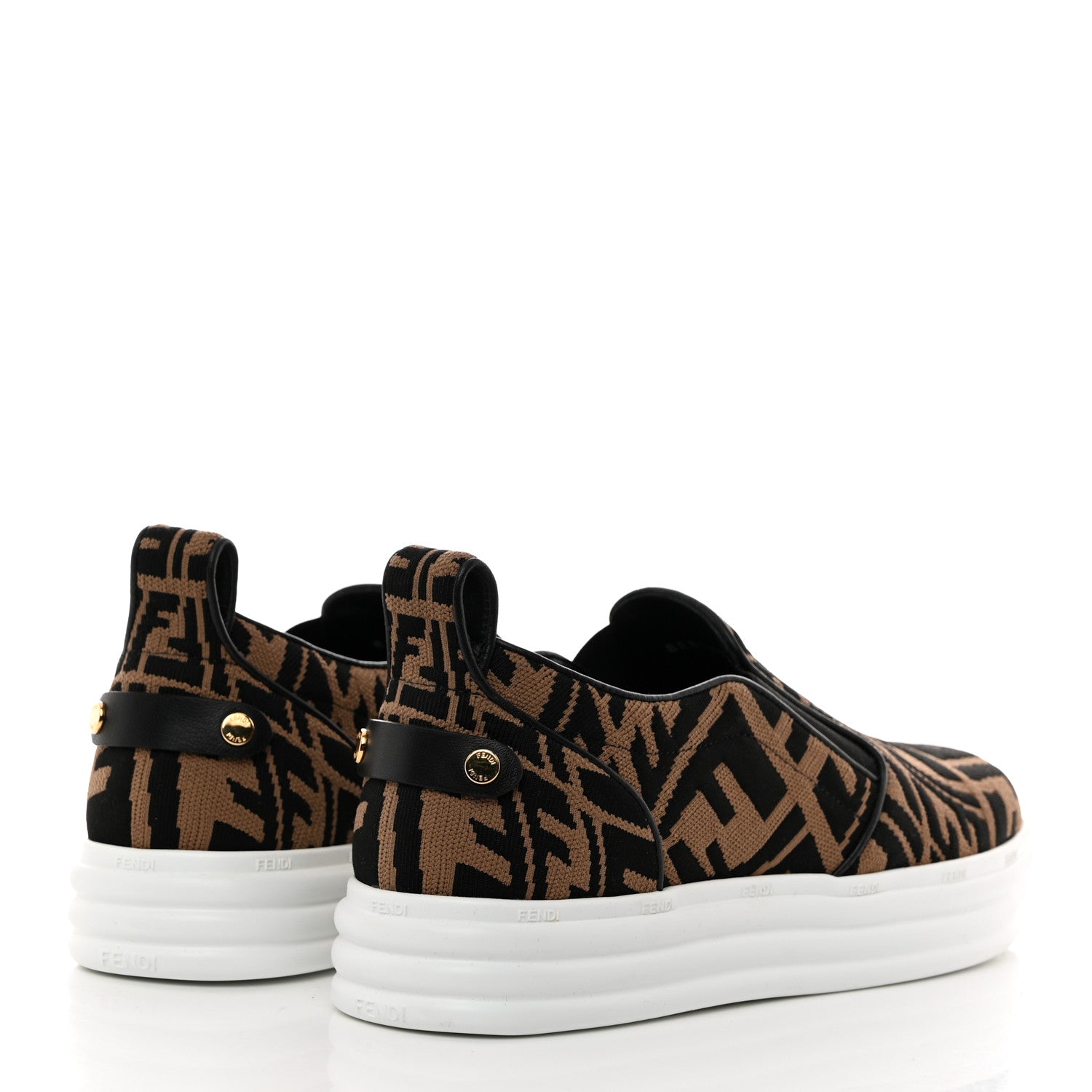 Fendi X SARA COLEMAN Canvas FF Vertigo Embroidered Womens Rise Slip On Sneakers 40 Tobacco Black 4 of 8