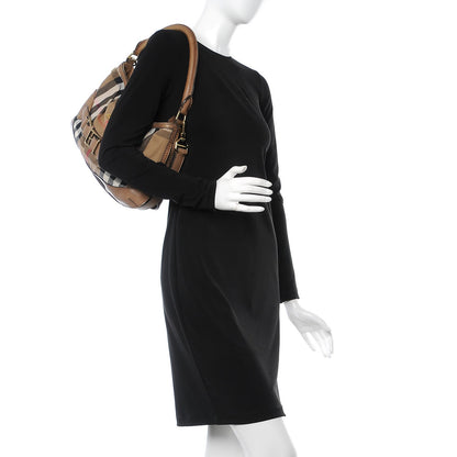 Burberry Vintage Leather House Check Medium Creighton Hobo Dark Stone 2 of 28