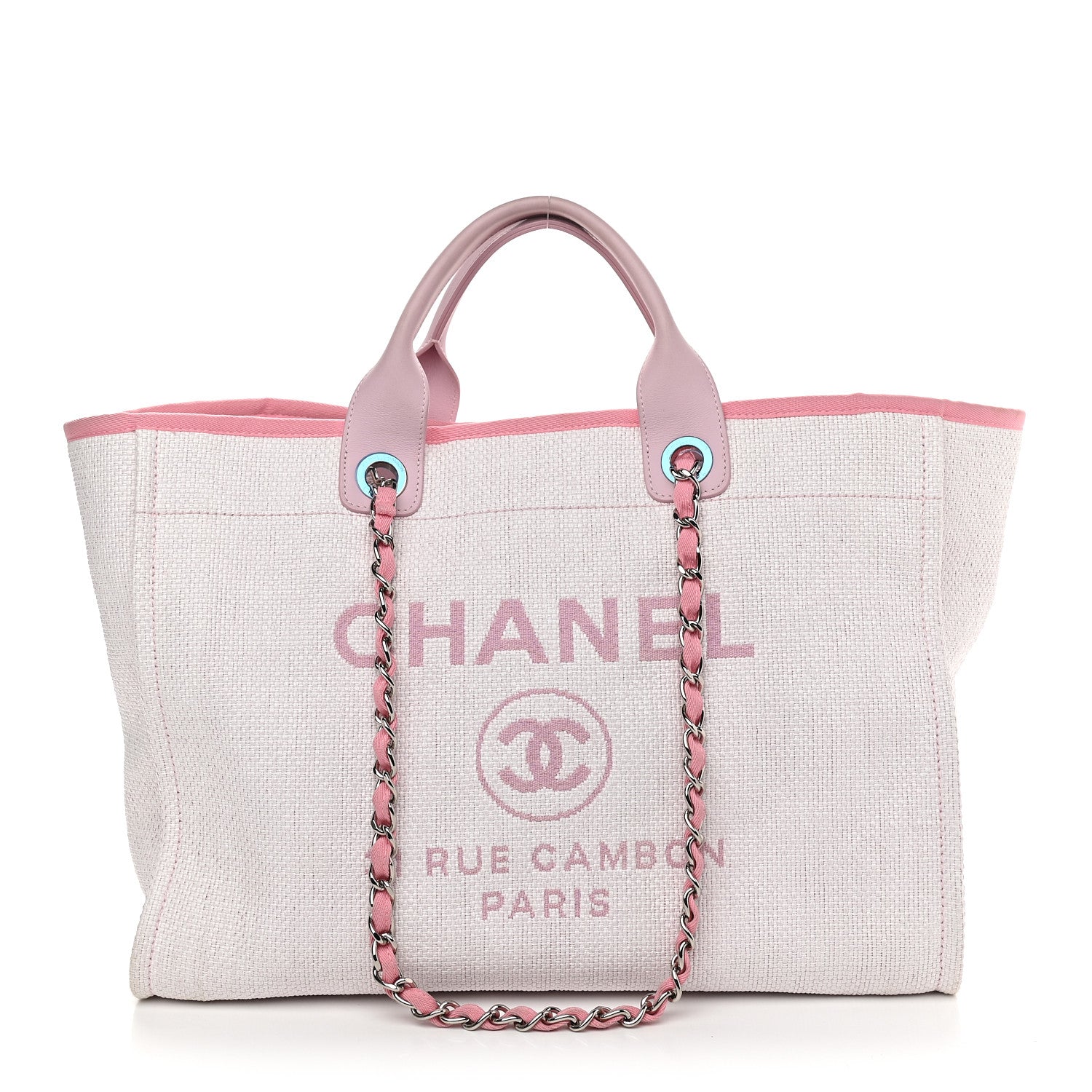 Chanel Woven Straw Raffia Medium Deauville Tote Pink 1 of 9