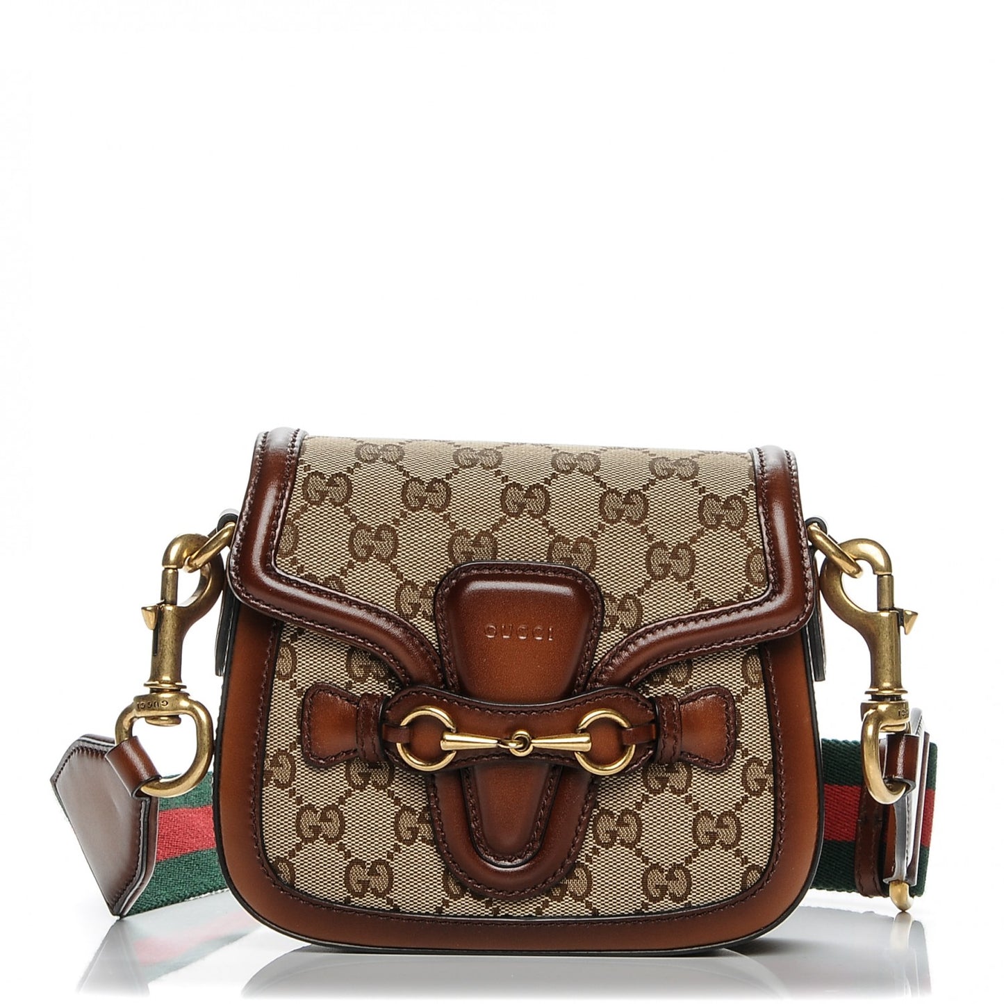 Monogram Small Lady Web Shoulder Bag Beige Cuir
