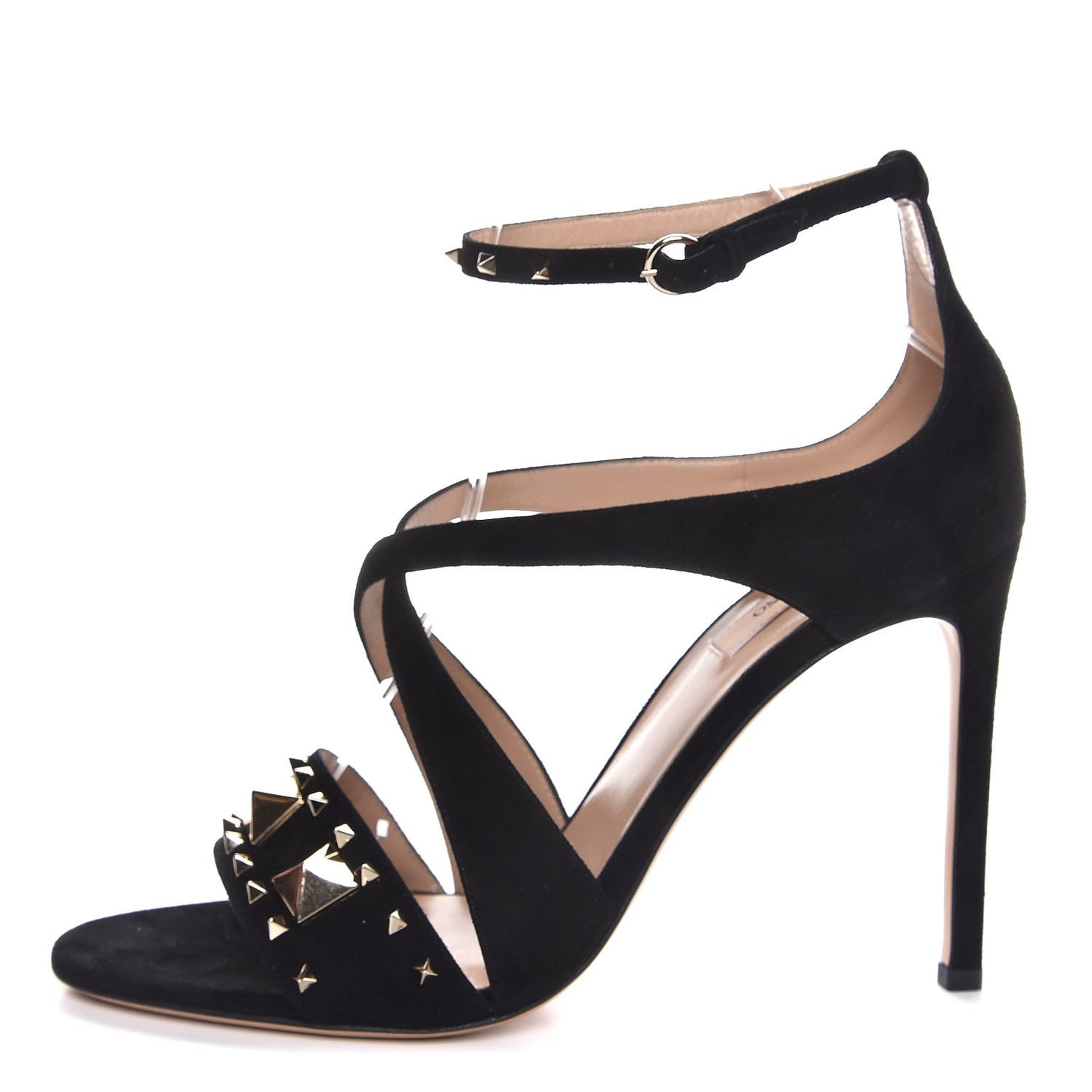 Suede Rockstud Lovestud Ankle Strap 100 Sandals 38.5 Black