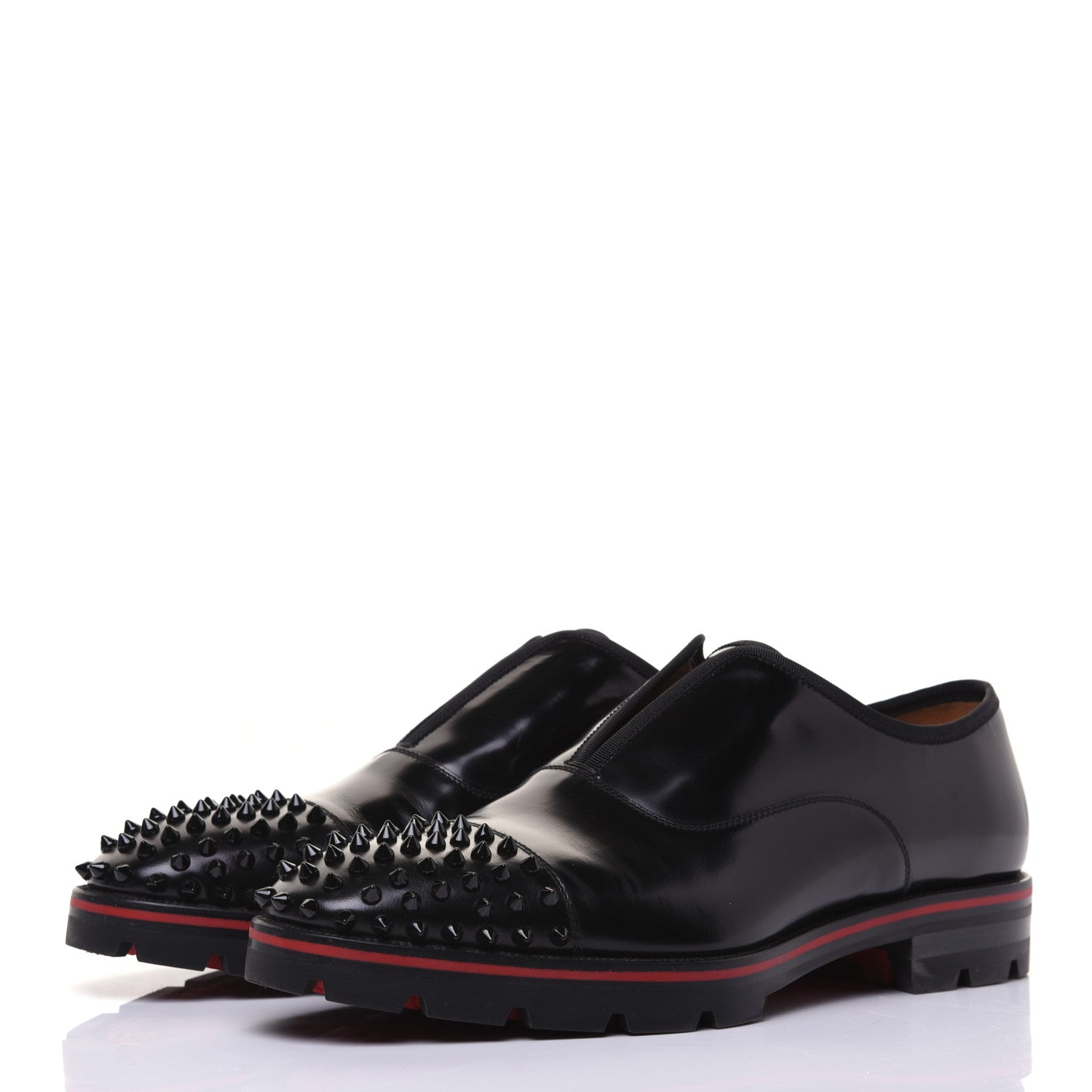 Christian Louboutin Calfskin Abrasivato Mens Alpha Pointe Spikes Flat Sneakers 43.5 Black 6 of 10