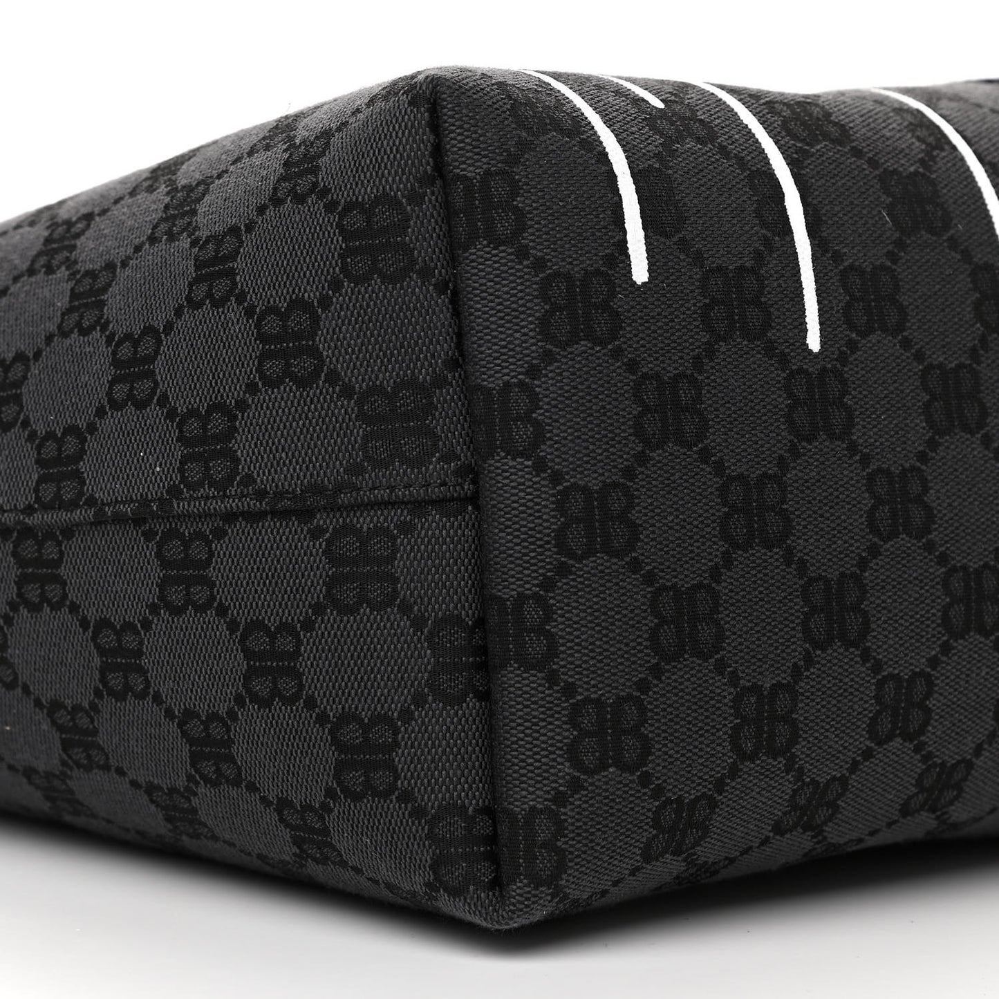 X BALENCIAGA BB Monogram Web Graffiti Medium Ophidia Shopping Tote Black