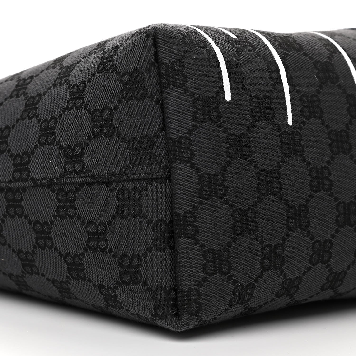 Gucci X BALENCIAGA BB Monogram Web Graffiti Medium Ophidia Shopping Tote Black 8 of 11