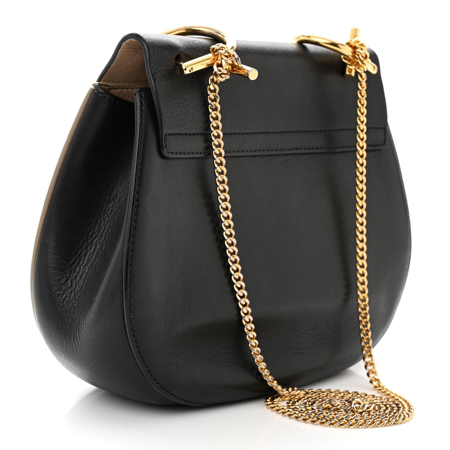 Chloe Snakeskin Smooth Calfskin Drew Shoulder Bag Beige Black 3 of 13