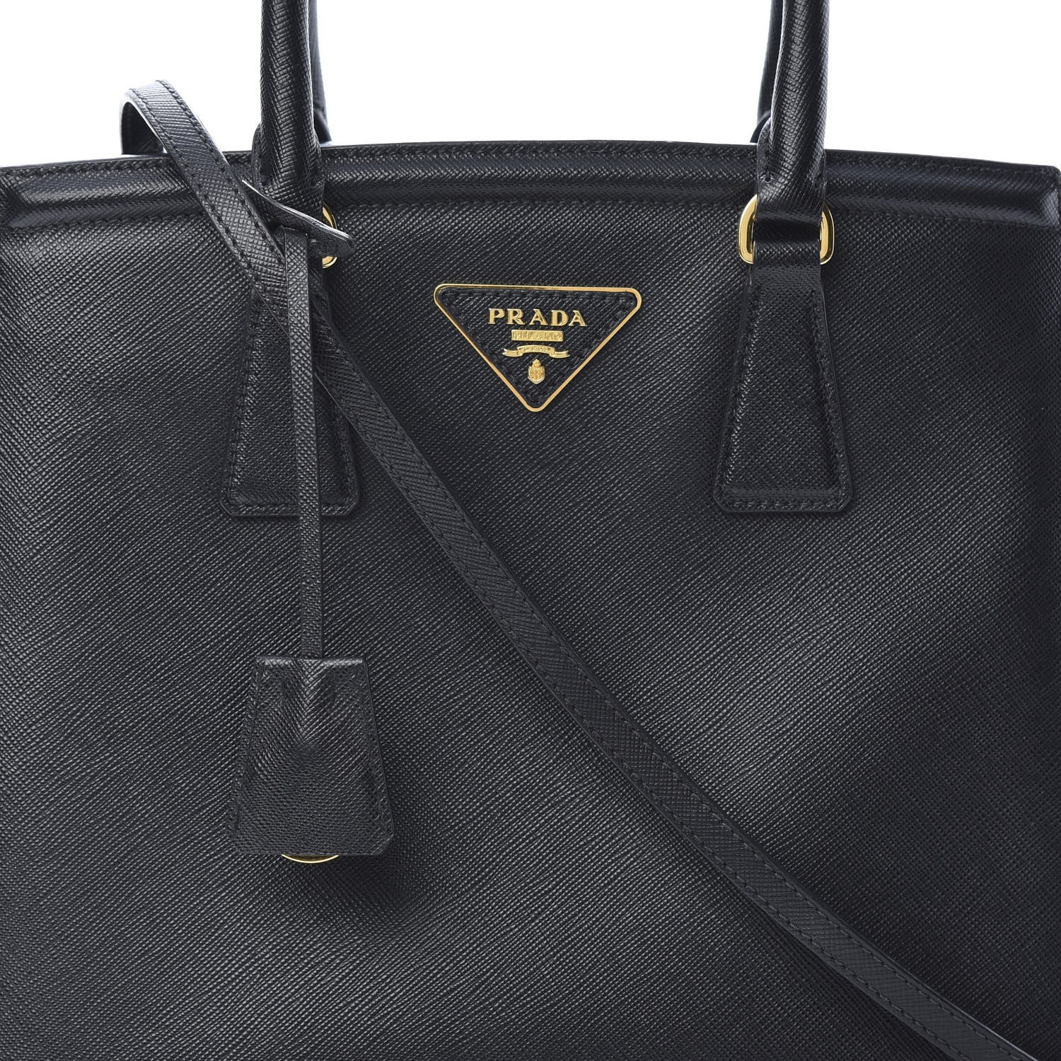 Prada Saffiano Lux Small Parabole Tote Black 9 of 12