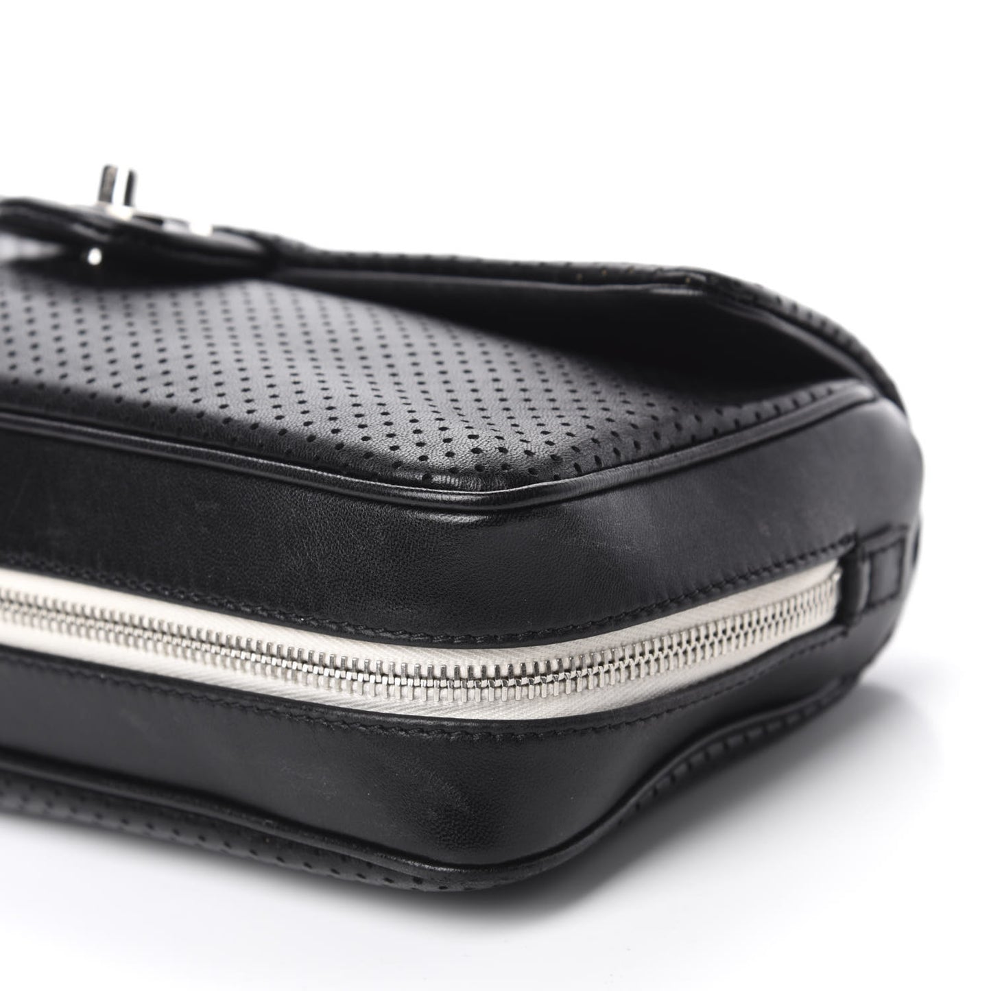 Lambskin Perforated Medium Baseball Spirit Flap Black