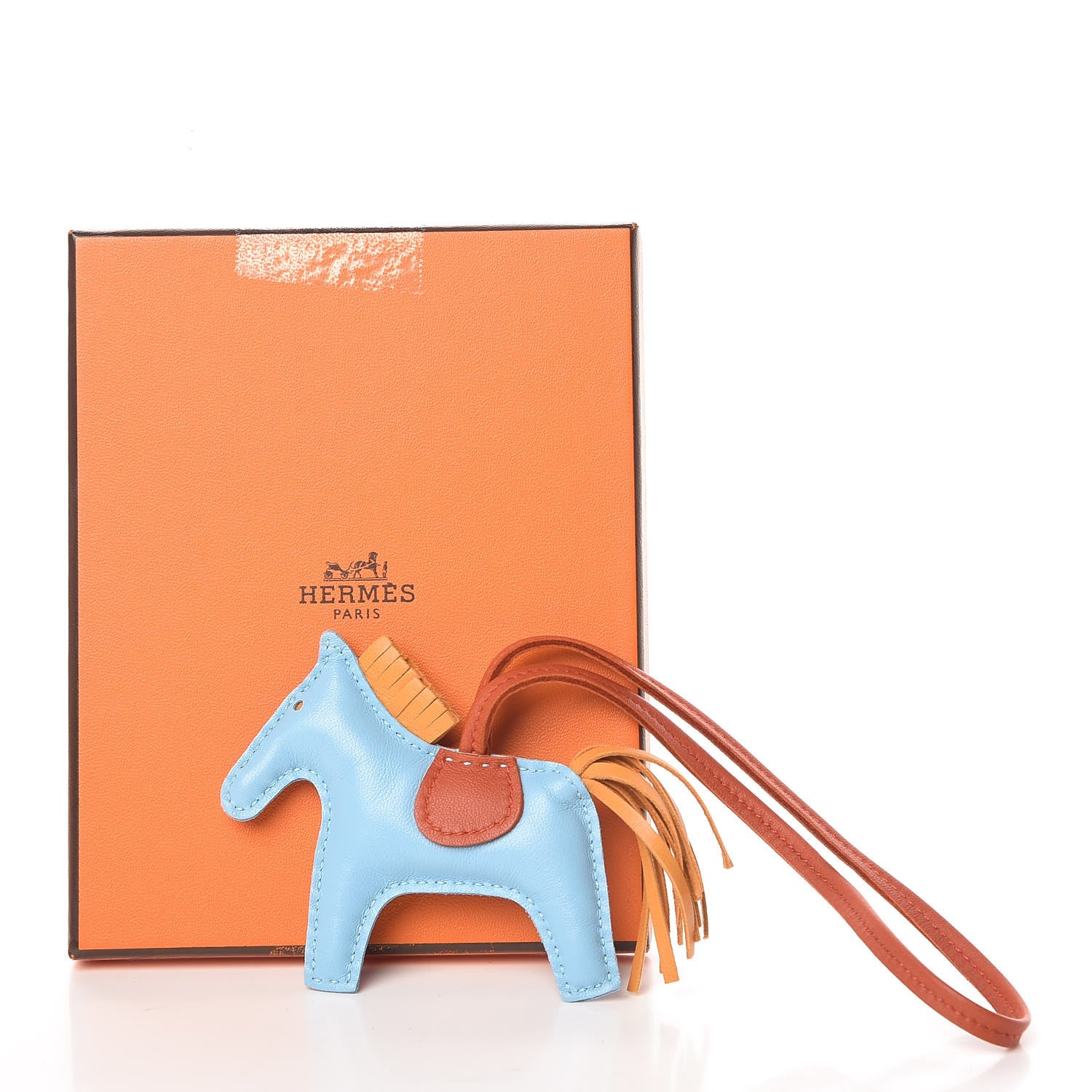 Hermes Milo Lambskin Grigri Rodeo Horse Bag Charm PM Celeste Naturel Bouton D'Or Cornaline 9 of 10