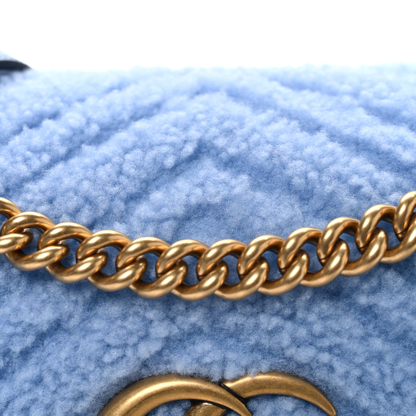 Merino Wool Matelasse Small GG Marmont Shoulder Bag Cadet Blue