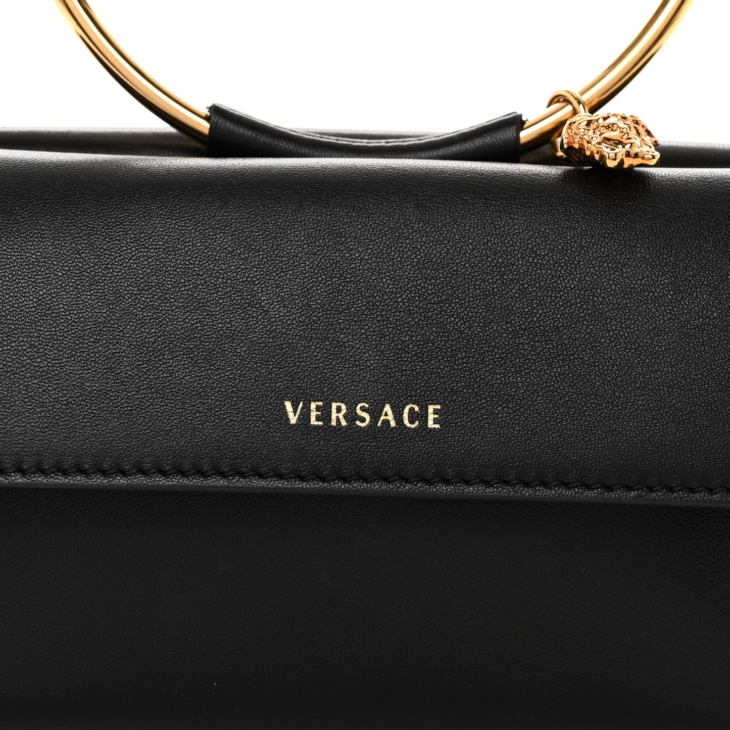 Nappa Calfskin Medusa Ring Evening Clutch Bag Black